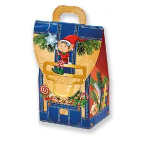 Новогодние подарки для детей сладости в красивой картонной коробке в виде рюкзака