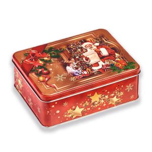металическая коробка с шоколадніми конфетами